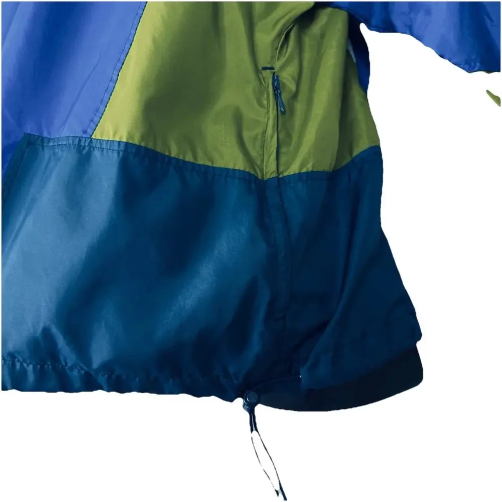 VTG 90s Nike Windbreaker Jacket Blue Green Colorblock Men‎ LG Pack Hood Half Zip